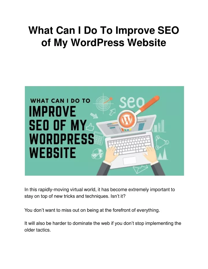 what can i do to improve seo of my wordpress website