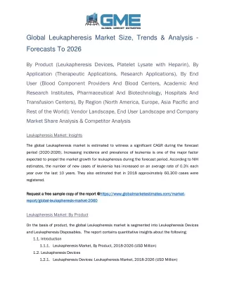 global leukapheresis market size trends analysis