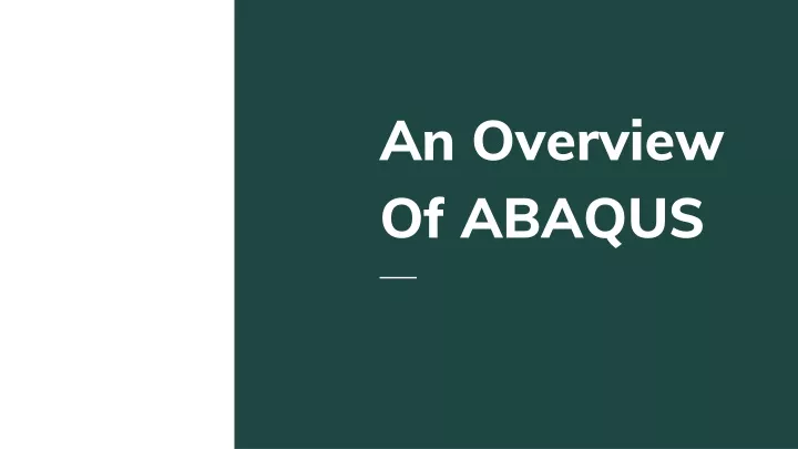 an overview of abaqus