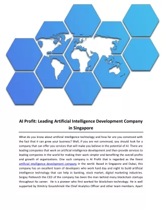 AI Profit- Leading Artificial Intelligence Development Company in Singapore