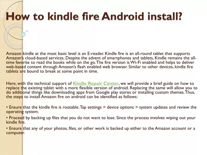 how to kindle fire android install