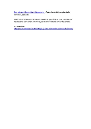 recruitment consultant vancouver recruitment