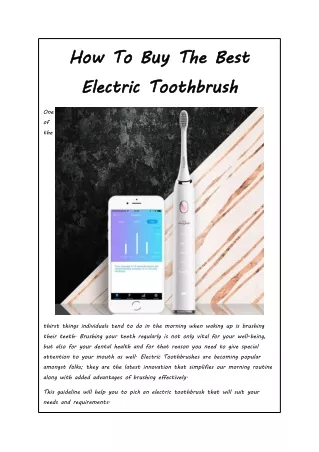 How To Buy The Best Electric Toothbrush