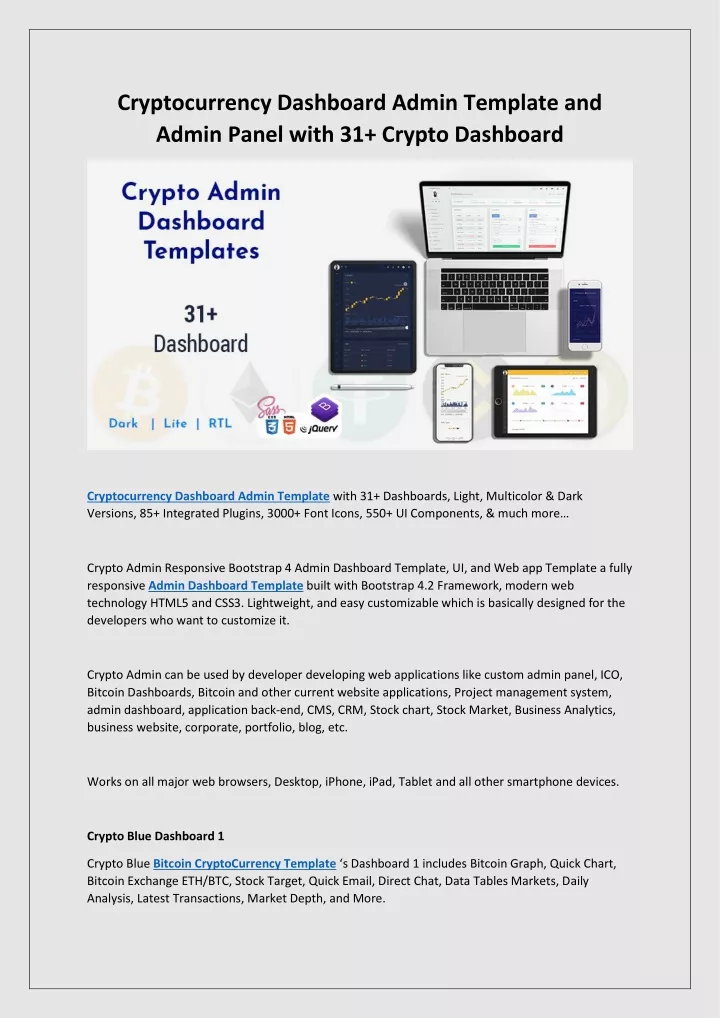 cryptocurrency dashboard admin template and admin