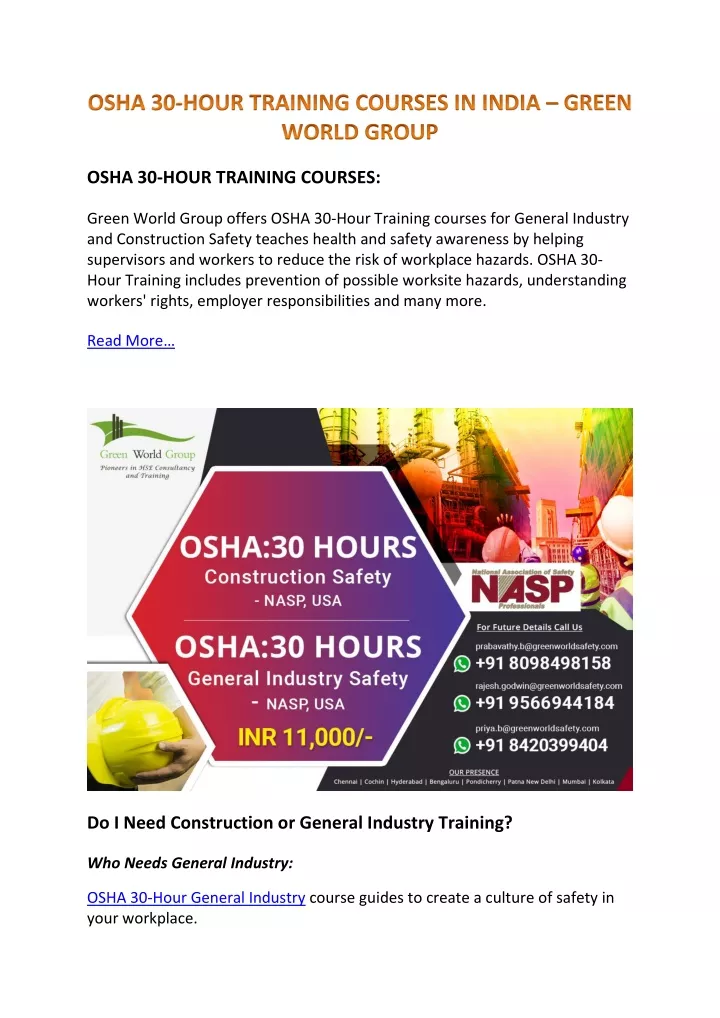 osha 30 hour training courses