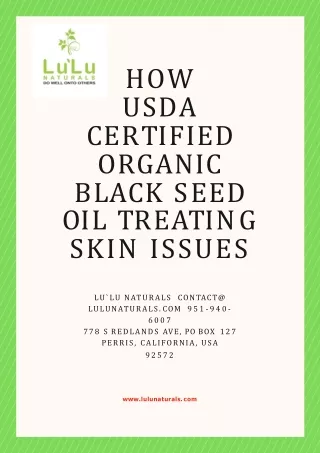 How USDA Certified Organic Black Seed Oil Treating Skin Issues