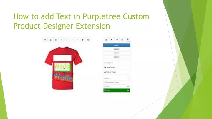 how to add text in purpletree custom product designer extension