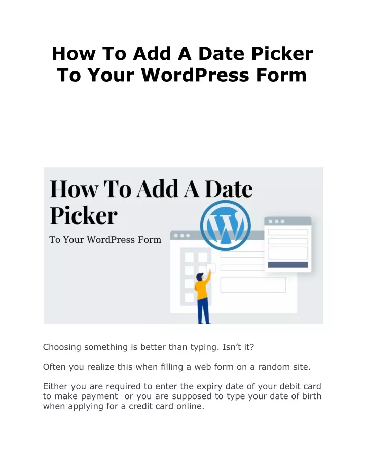 how to add a date picker to your wordpress form