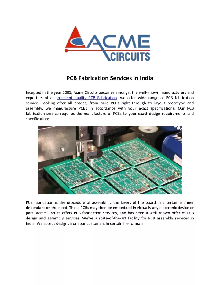 pcb fabrication services in india incepted