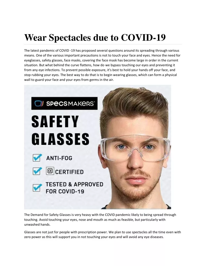 wear spectacles due to covid 19