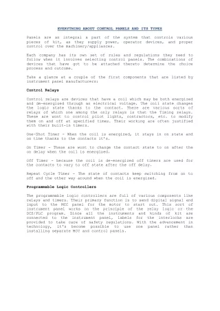 everything about control panels and its types
