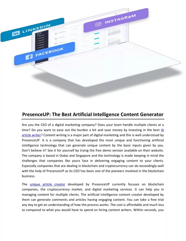 presenceup the best artificial intelligence