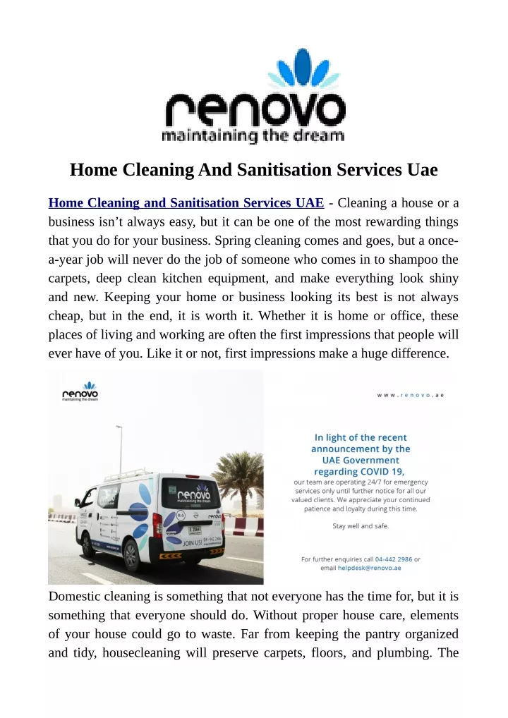 home cleaning and sanitisation services uae