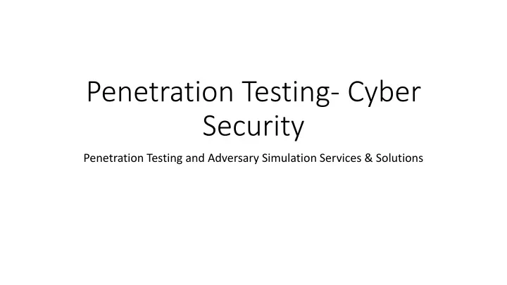 penetration testing cyber security