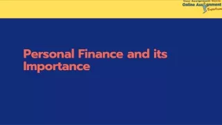 personal financ e and its importance