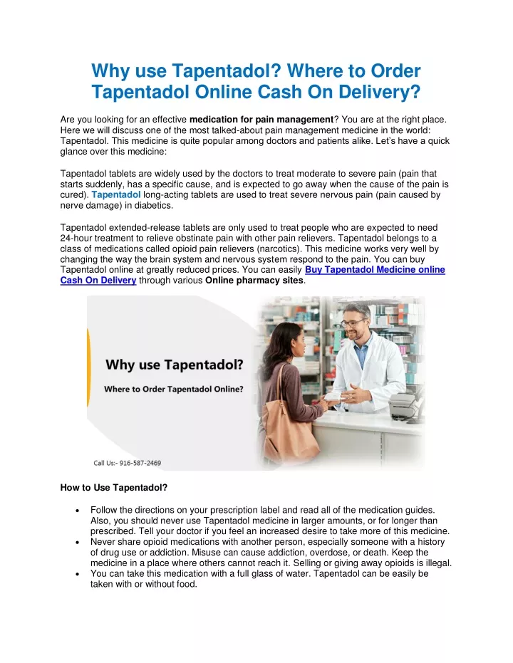 why use tapentadol where to order tapentadol