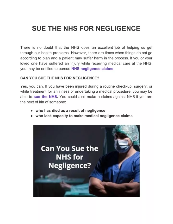 sue the nhs for negligence