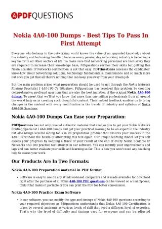 Up-to-Date Nokia 4A0-100 Exam Questions For Guaranteed Success