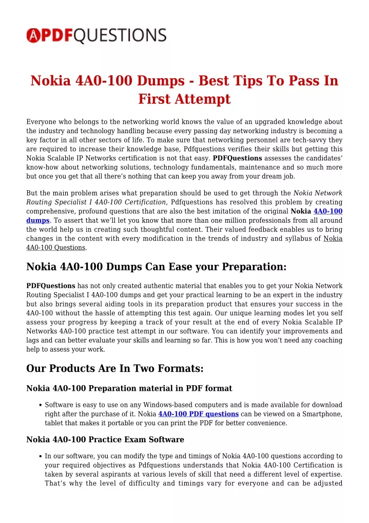 nokia 4a0 100 dumps best tips to pass in first