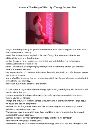 uncover a wide range of red light therapy