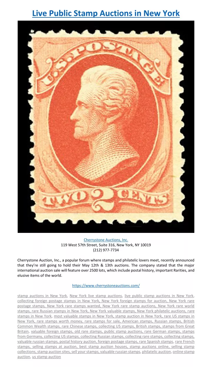 live public stamp auctions in new york