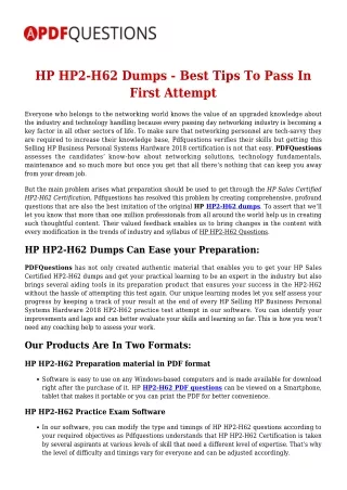 Up-to-Date HP HP2-H62 Exam Questions For Guaranteed Success