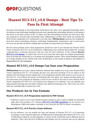Up-to-Date Huawei H13-511_v4.0 Exam Questions For Guaranteed Success