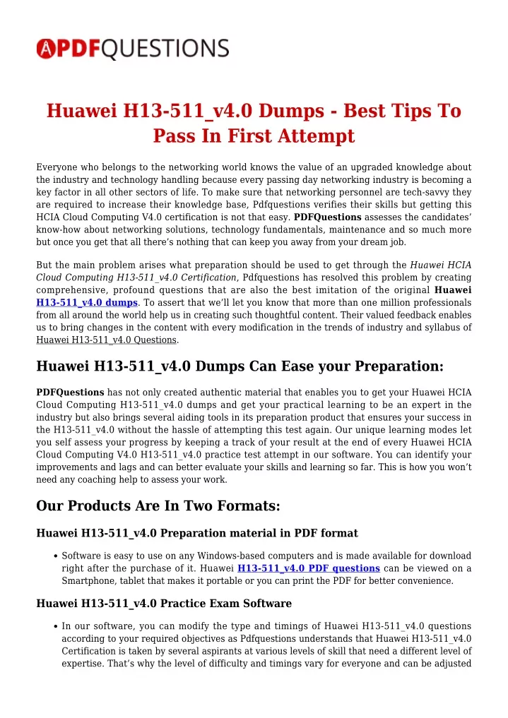 huawei h13 511 v4 0 dumps best tips to pass