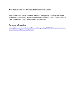 a golden reason for overseas software development