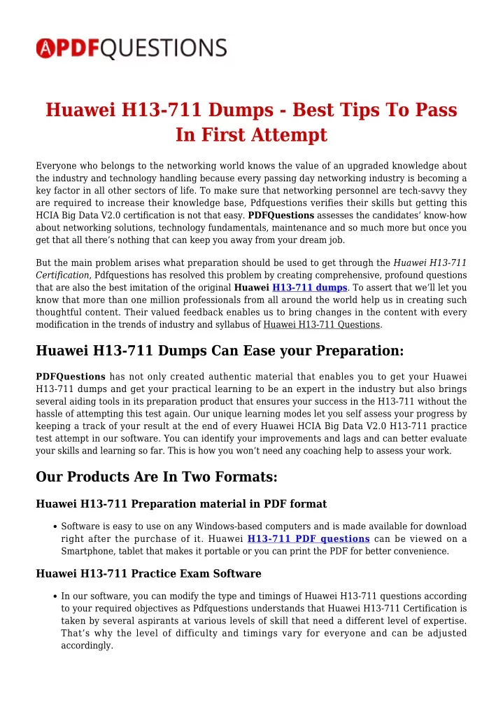 huawei h13 711 dumps best tips to pass in first