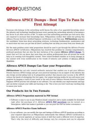 Up-to-Date Alfresco APSCE Exam Questions For Guaranteed Success