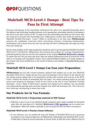 Up-to-Date MuleSoft MCD-Level-1 Exam Questions For Guaranteed Success