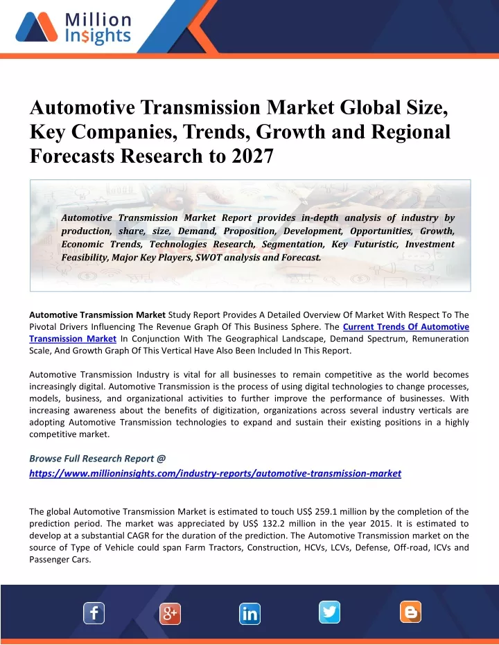 automotive transmission market global size