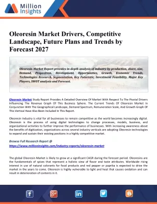Oleoresin Market 2020 - Global Industry Research Update, Future Scope and Size Estimation