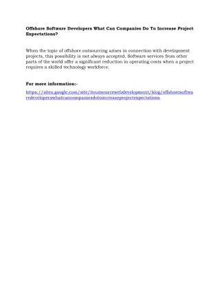 offshore software developers what can companies