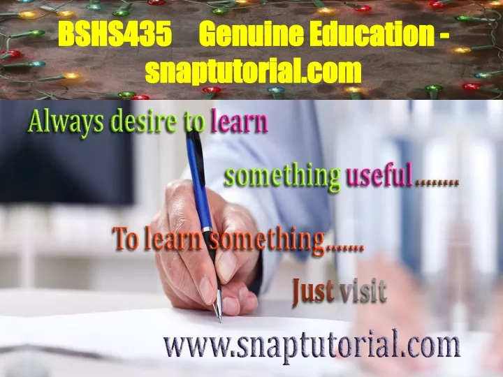 bshs435 genuine education snaptutorial com