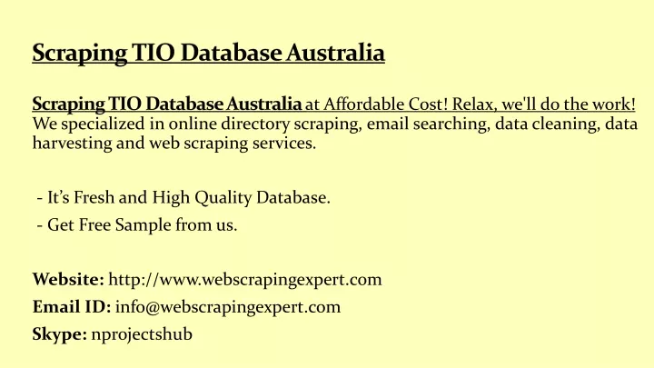 scraping tio database australia