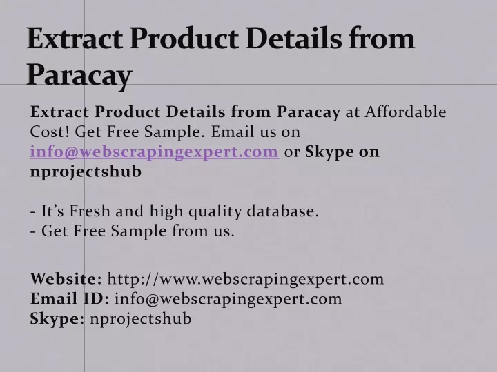 extract product details from paracay