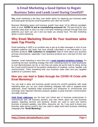 is email marketing a good option to regain
