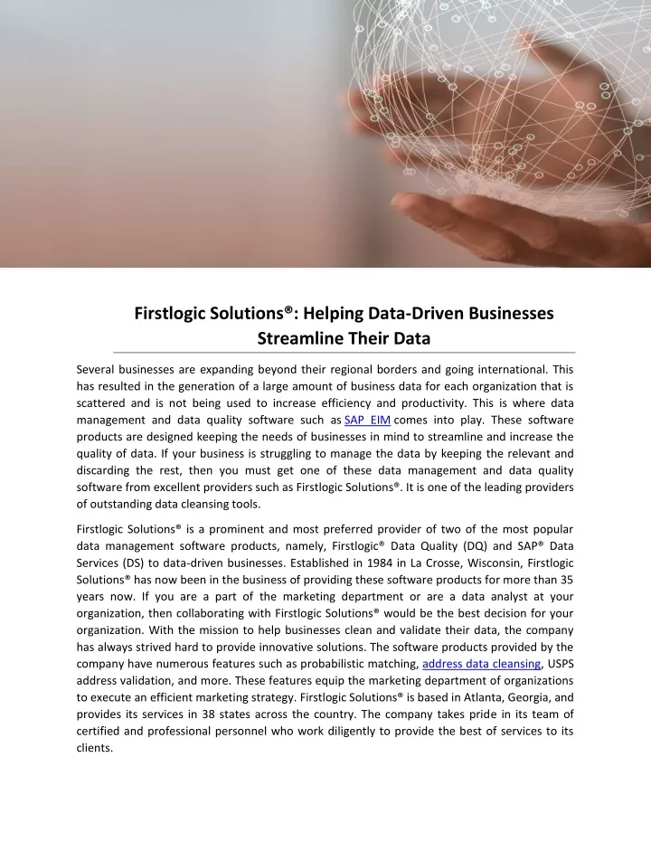firstlogic solutions helping data driven