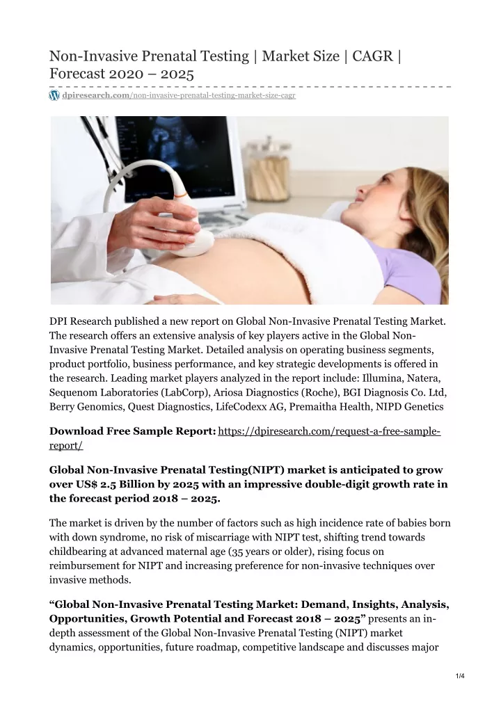 non invasive prenatal testing market size cagr
