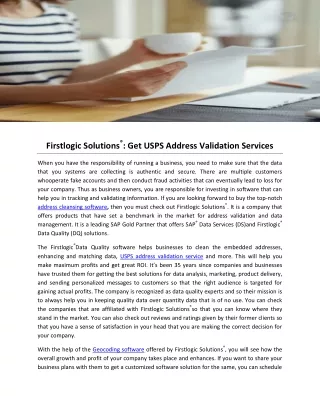 Firstlogic Solutions®: Get USPS Address Validation Services
