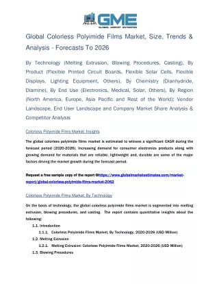 global colorless polyimide films market size