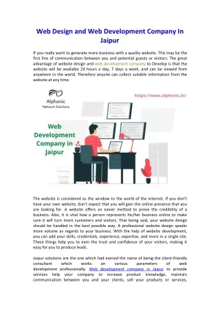 web design and web development company in jaipur
