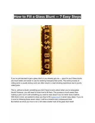 How to Fill a Glass Blunt — 7 Easy Steps
