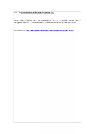 get the best online food ordering system php