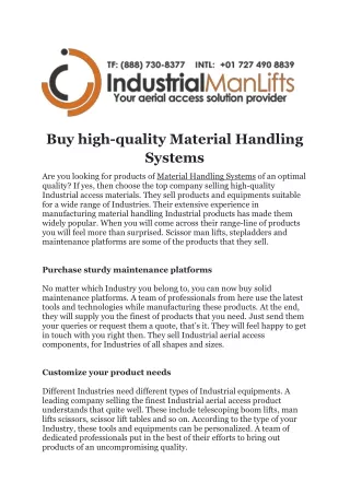 buy high quality material handling systems