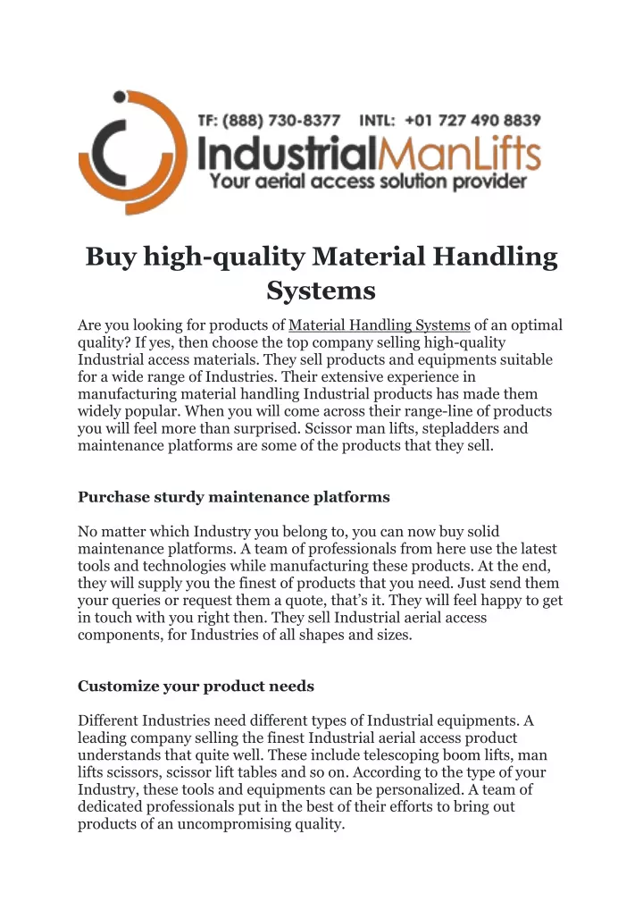 buy high quality material handling systems