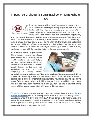 Importance Of Choosing a Driving School Which Is Right for You