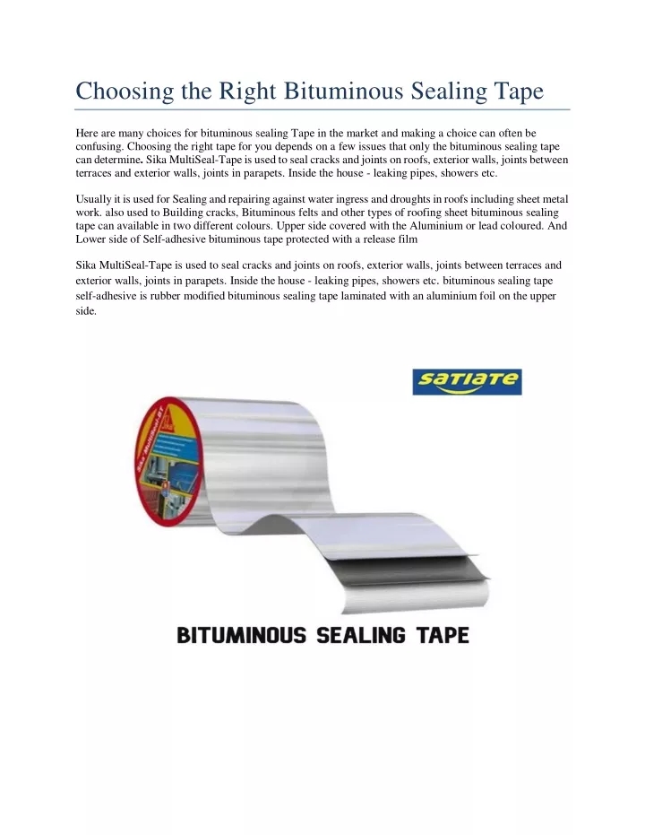 choosing the right bituminous sealing tape